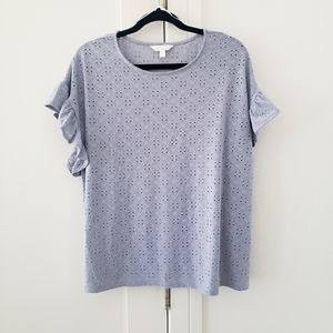 NEW Light Blue Eyelet Top